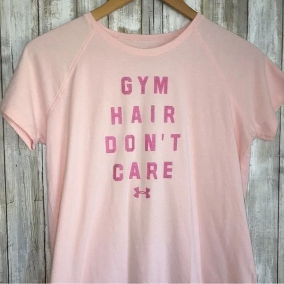Under Armor Kids Pink Gym Hair Tee - Picture 3 of 4